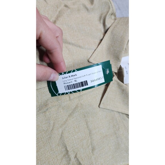 Julian & Mark Men's XL Mustard Long Sleeve Textured Soft Touch Stretch Shirt NWT - Picture 4 of 8